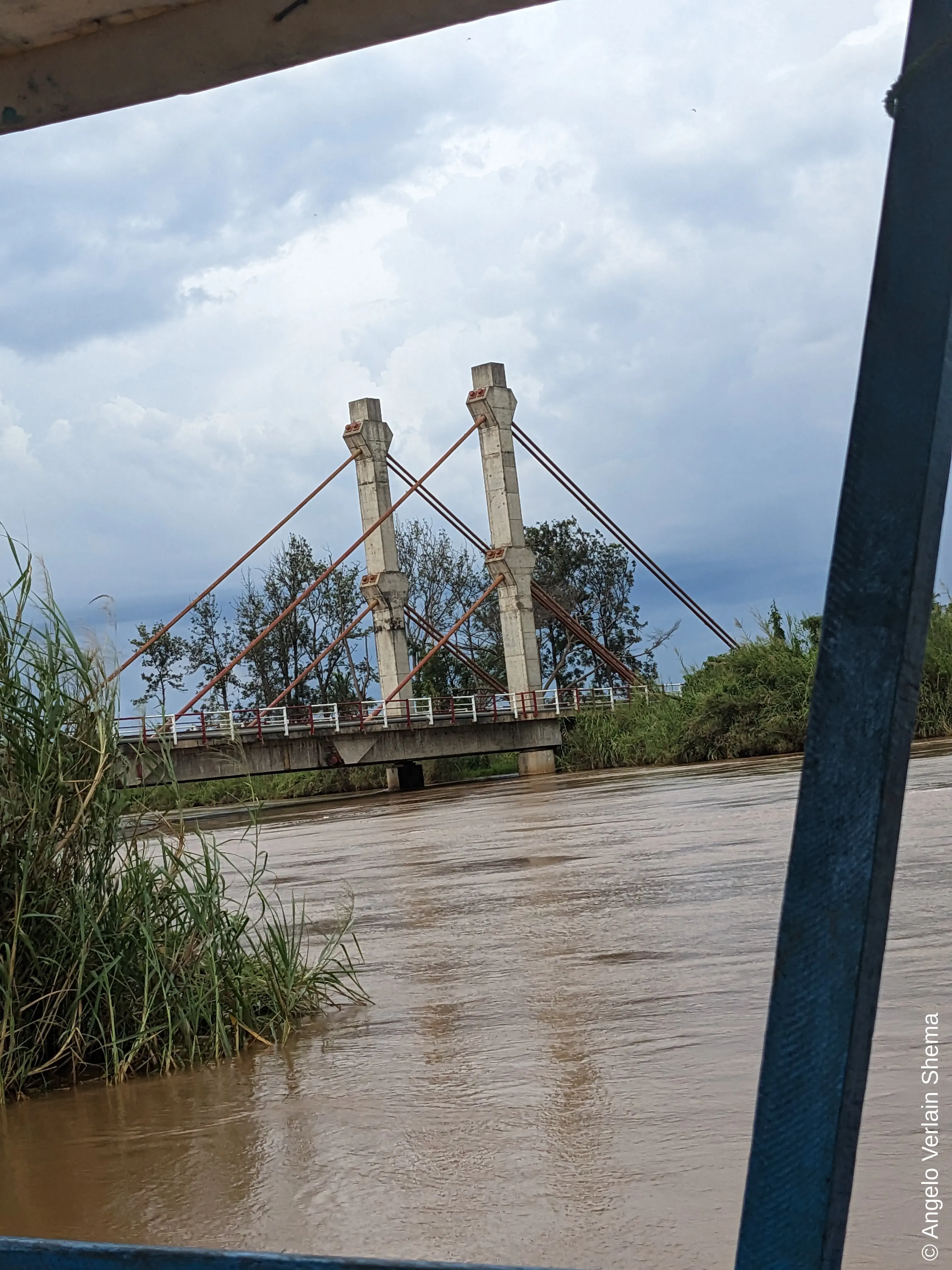 A huge bridge, said to be built by the Italians above the Rusizi river which was flooded