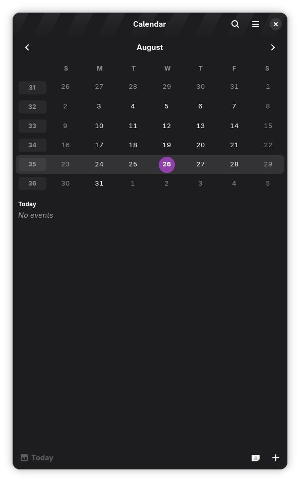 GNOME Calendar Running