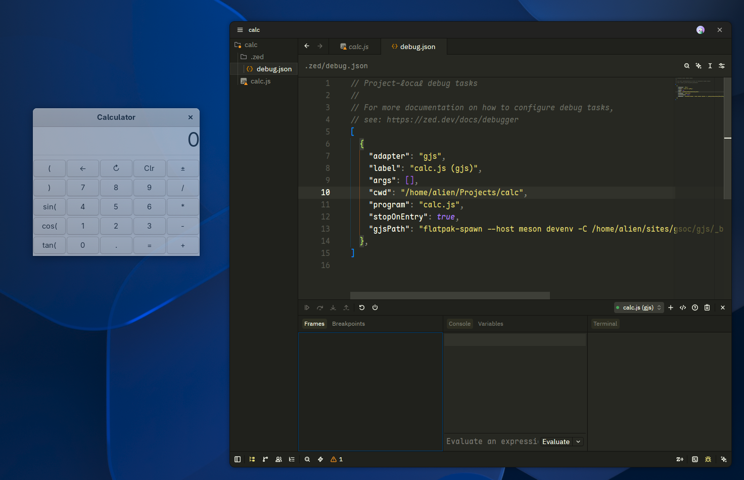 Running debugger